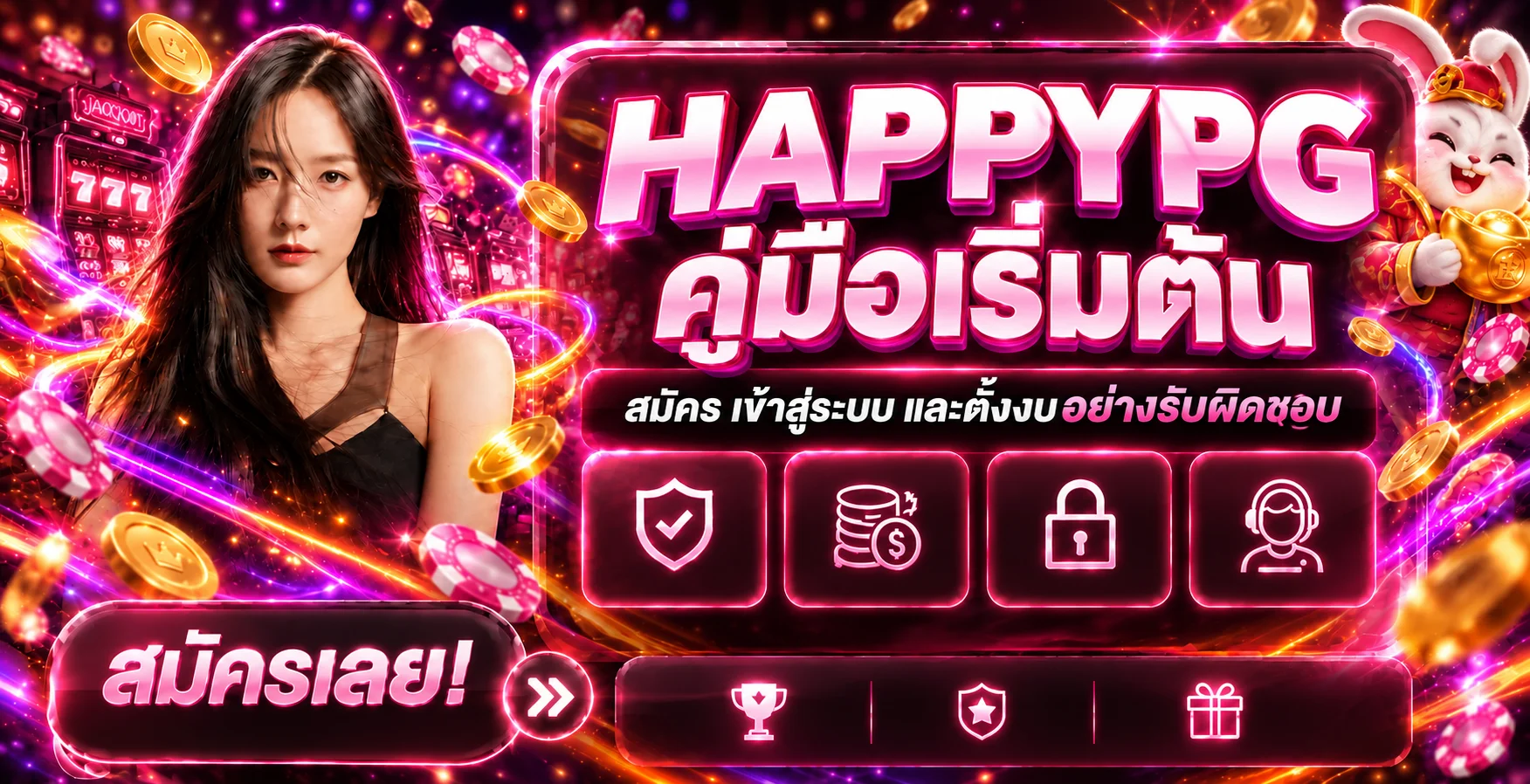 HAPPYPG คู่มือเริ่มต้น | สมัคร ล็อกอิน และตั้งงบ